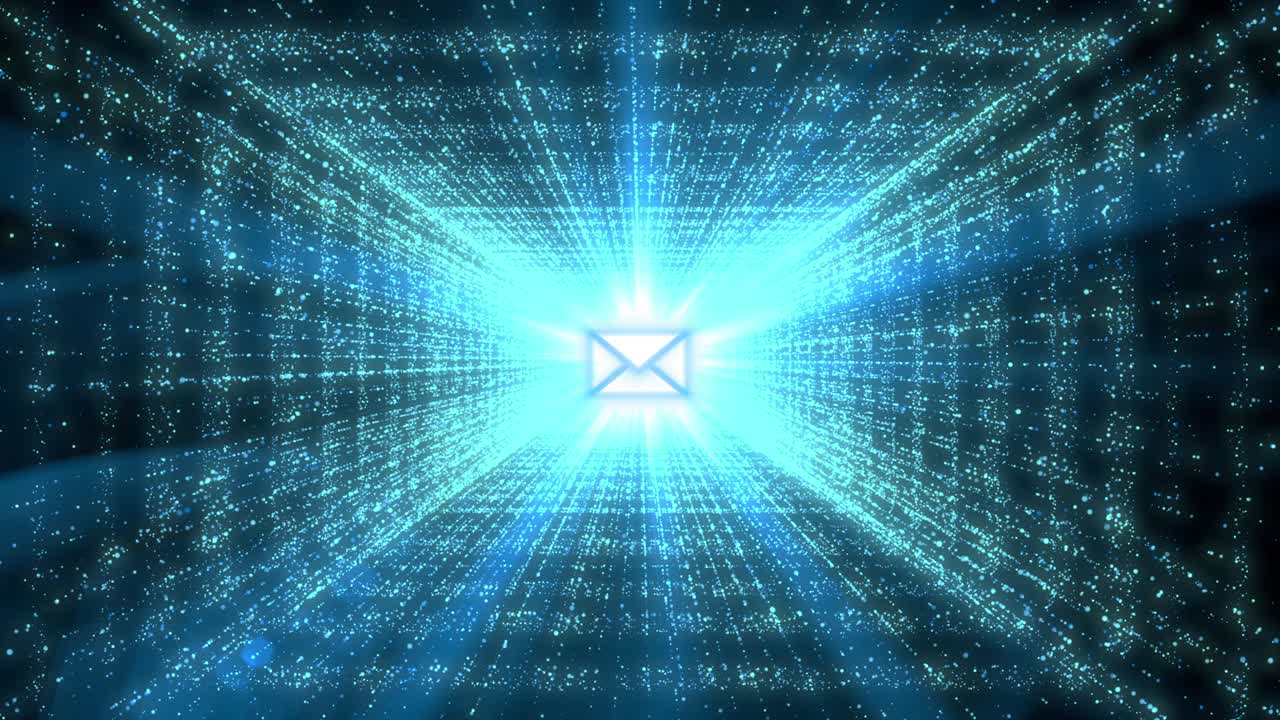 이메일 모양 빛 반이는 스트로크 네온 박이는 입자 루프 애니메이션