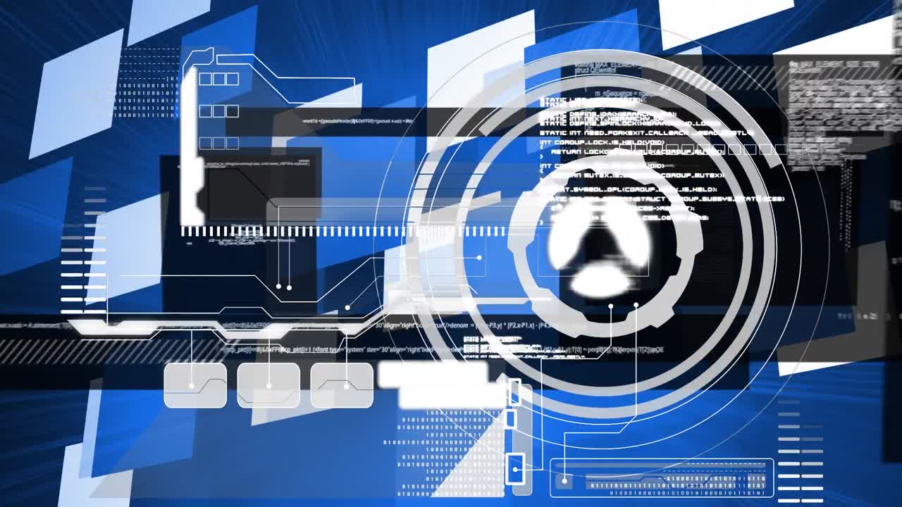 스크린을 통해 연결의 네트워크와 함께 범위 스캐닝의 애니메이션