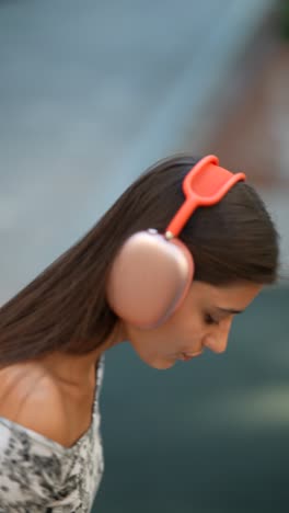 woman wearing headphones