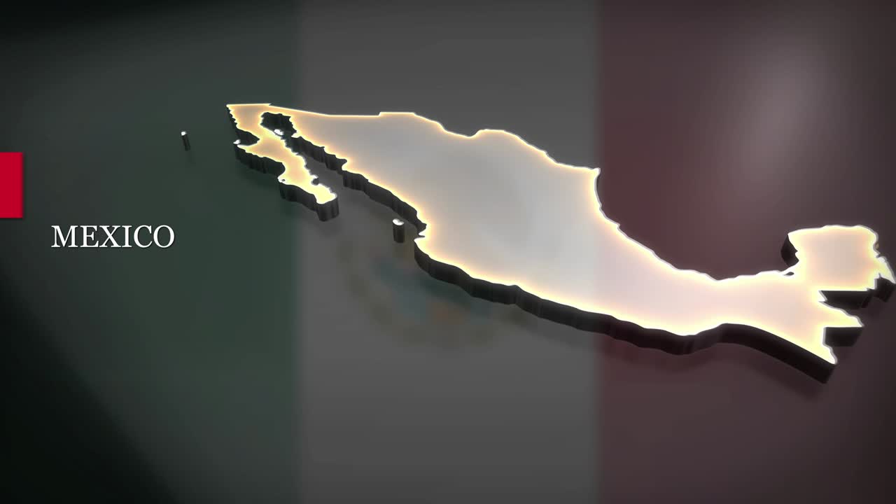 멕시코의 3d 애니메이션 지도