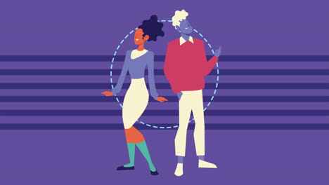 young couple interracial comic characters animation