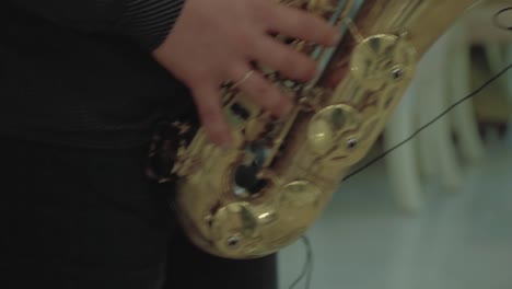 el saxofonista toca el saxofón