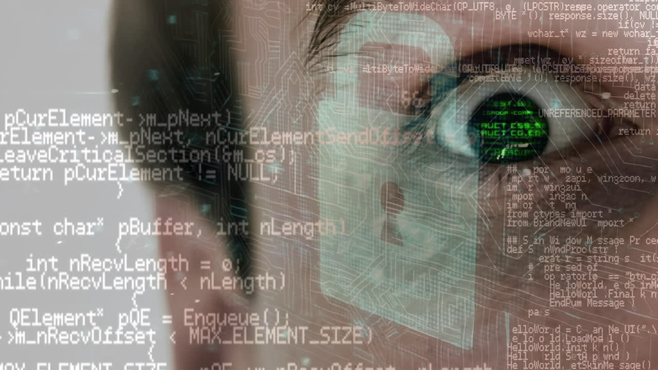 анимация обработки данных над глазом