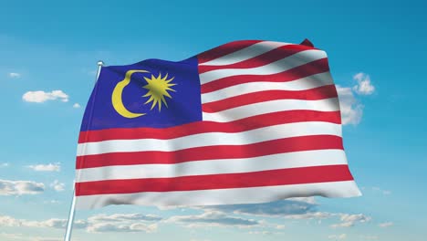 flag of malaysia with fabric structure against a cloudy sky (loopable)