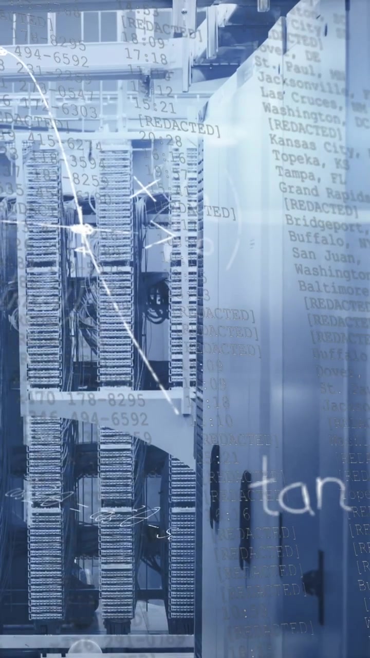 Animation of mathematical equations and data processing over server room