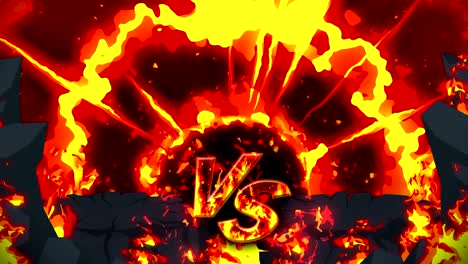 cartoon fire animation. flame loop background. competition. battle game. versus icon. vs icon.