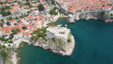 aerial drone rotating shot of fort lovrijenac or st