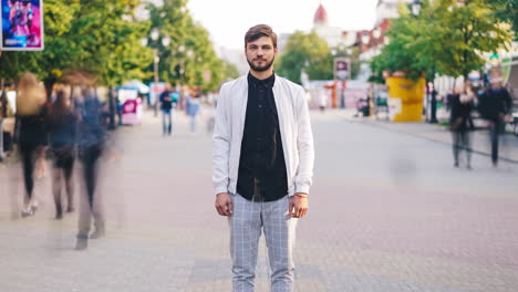 man in a city street