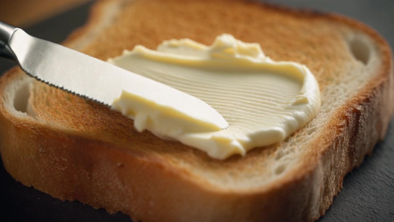 Spreading Butter on a Slice of Toasted Bread