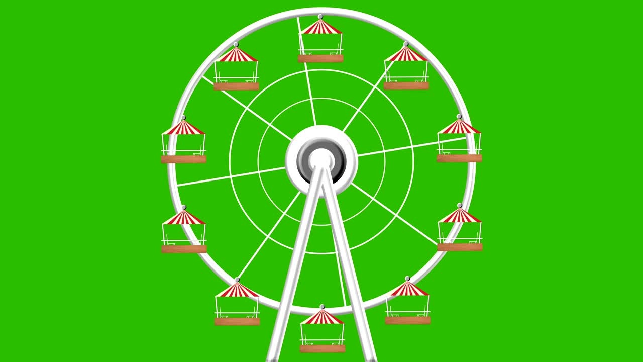 parque de atracciones rueda gigante girando vector bucle sin costuras pantalla verde