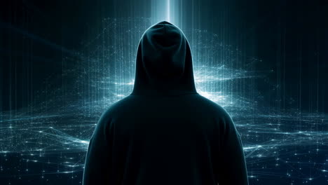 anonymous figure in a digital network