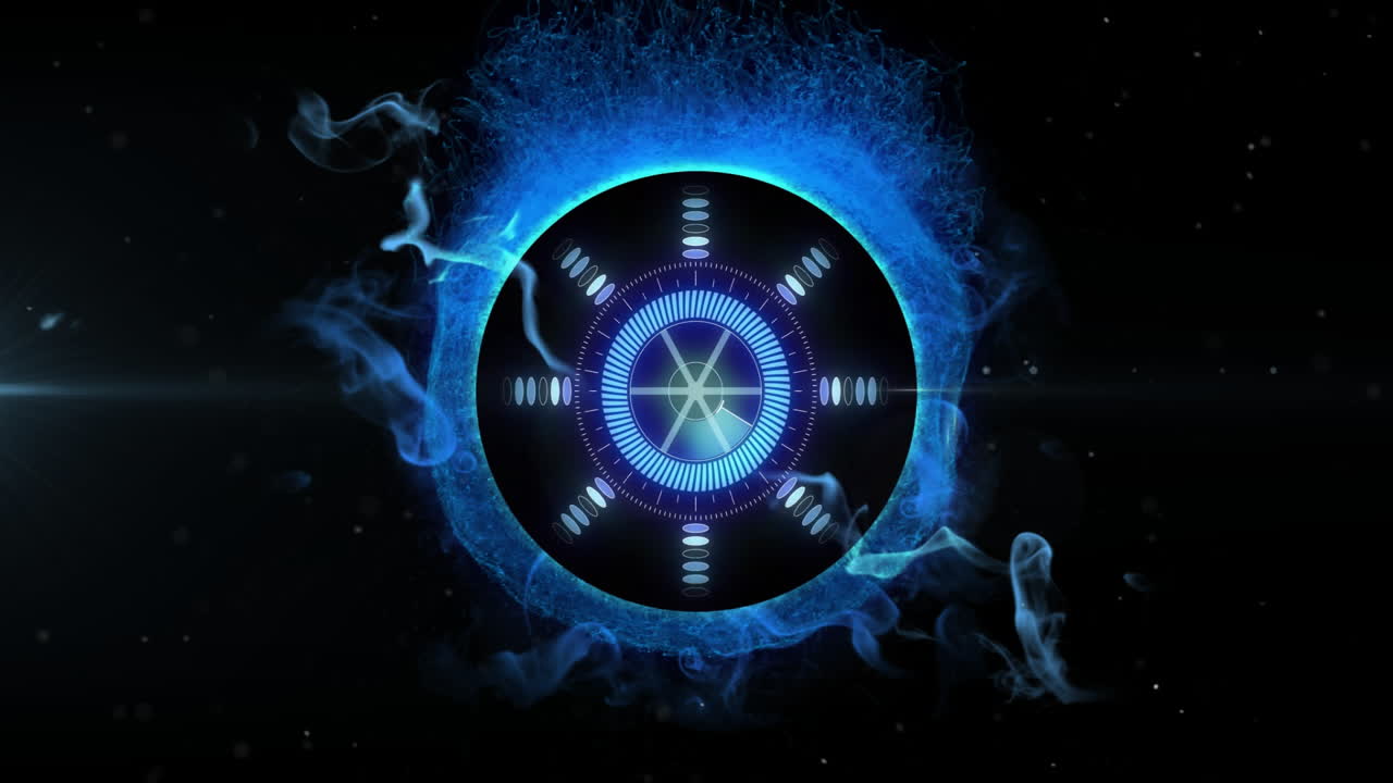 Animation of scope scanning and digital data processing over black background