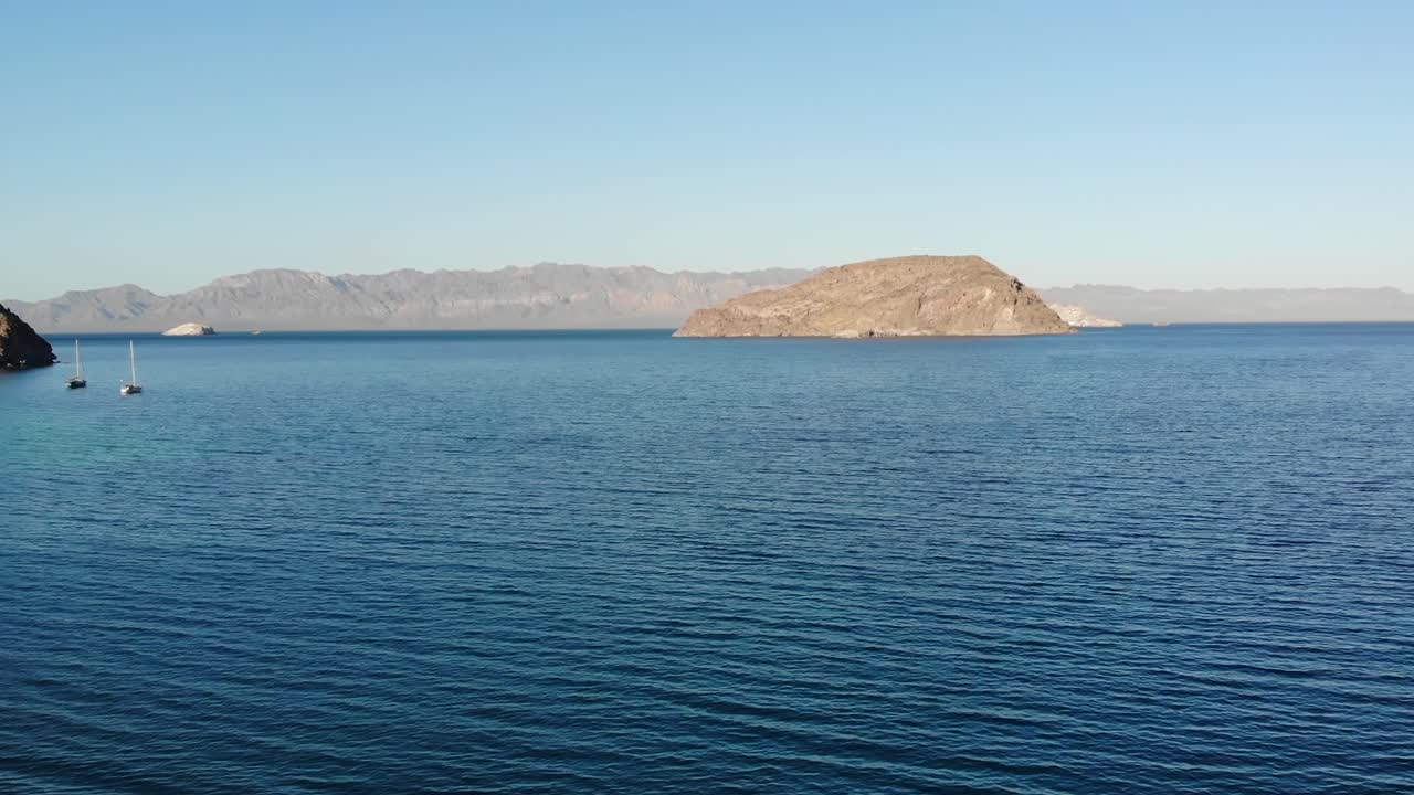 Taking off the drone from Playa El Coyote, with a view of its blue waters and Isla Coyote in the background, BCS