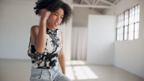 dance, energy and young woman in studio