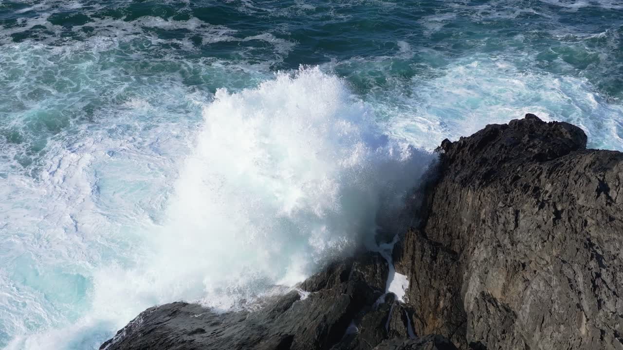 Waves Crashing Against Rocky Coast