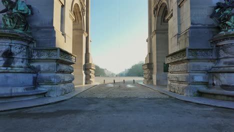 cinquantenaire arch in brussels, historic monument in morning light