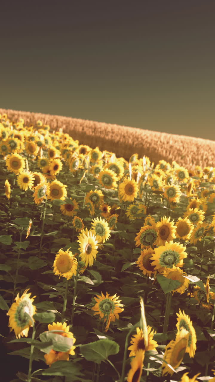 el campo de girasoles al atardecer