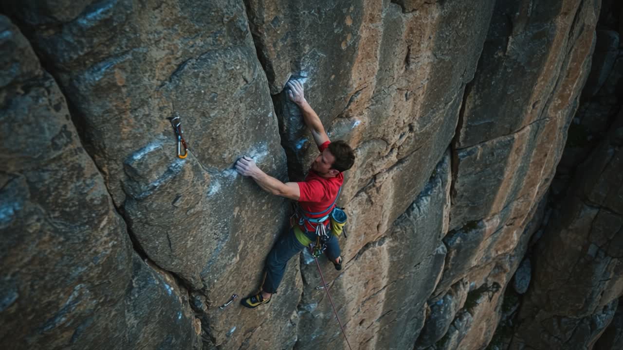 A passionate climber scales a rocky cliff face, showcasing determination and skill in the vertical world of rock climbing amidst breathtaking natural scenery.