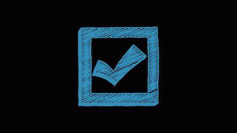 hand-drawn blue checkmark icon