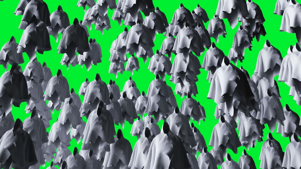 미스터리 공포 유령 애니메이션, 역동적인 후디, 고립, 현실적인 4k 녹색 화면 애니메이션