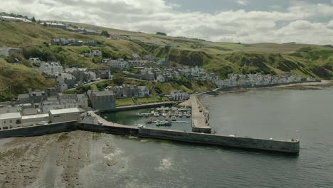 aerial view of the gardenstown on the aberdeenshire coastline on a summer day