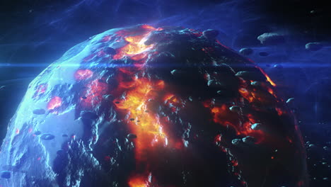 a planet collision in space