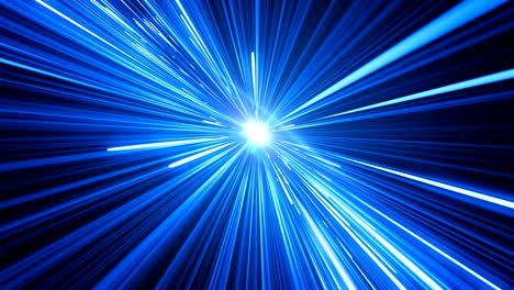 abstract hyperspace jump to the sun. beautiful space travel through stars trails blue color. digital design concept. looped 3d animation of glowing lines