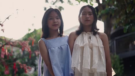 two teenage girls outdoors
