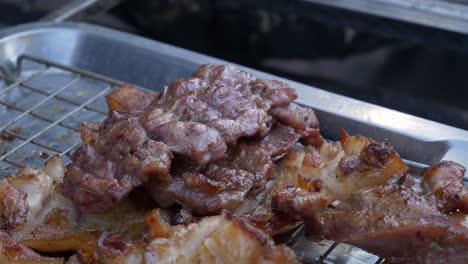 asian thailand grilled bbq pork yummy recipe at street food booth for sale