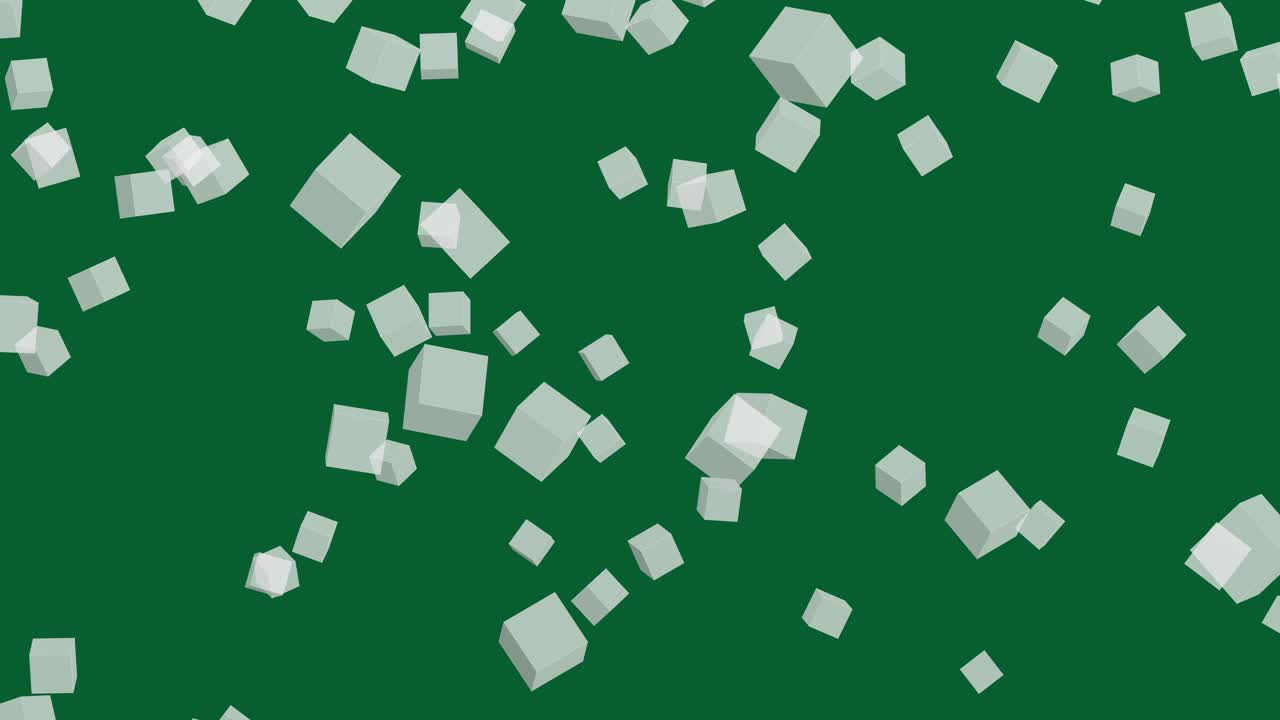 떨어지는 흰색 큐브와 녹색 배경