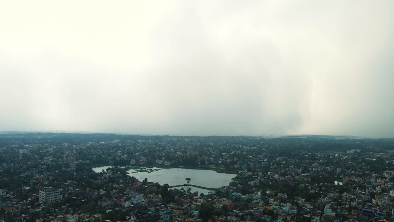 High-altitude drone shot of Murshidabad, offering a sweeping view of the city’s layout and landmarks.