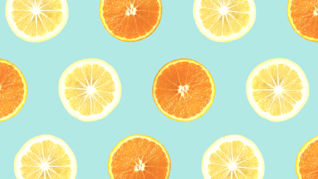Sfondo pop art continuo con fette vere di limone e arancia