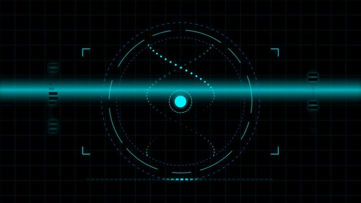 Futuristic Digital HUD Interface with Rotating DNA Helix Animation