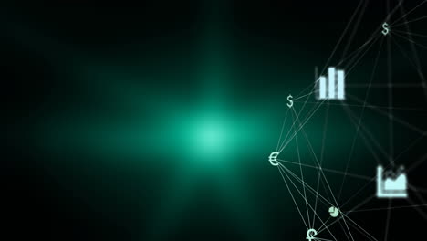 globo de iconos digitales contra el punto de luz