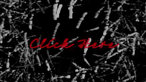 animation of red neon text, click here, on monochrome grass