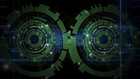 Animation-of-scopes-scanning-and-data-processing-on-black-background