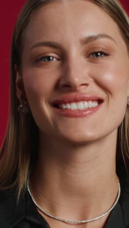 woman applying makeup