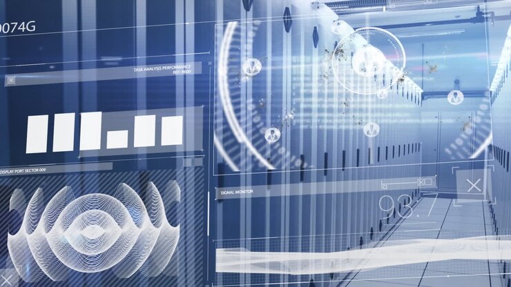 Animation af databehandling og digital information, der strømmer.