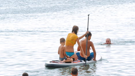 water tourists is paddling on sup