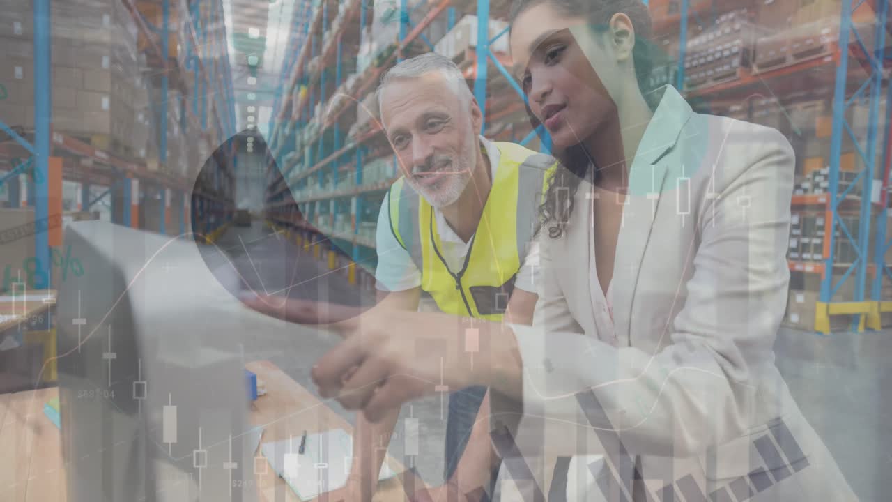 animación del procesamiento de datos sobre las personas que trabajan en el almacén