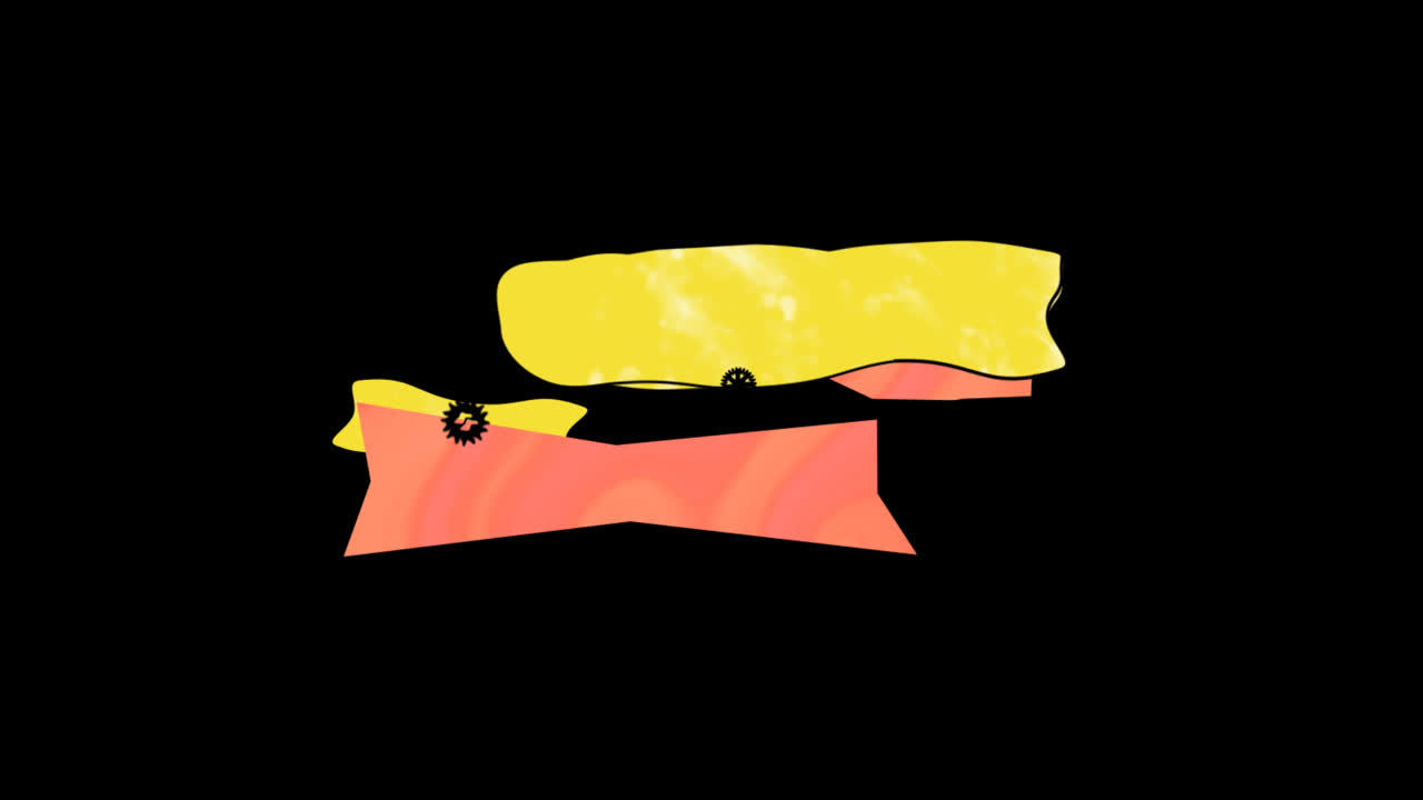 Animated Yellow and Orange Banners with Moving Gears