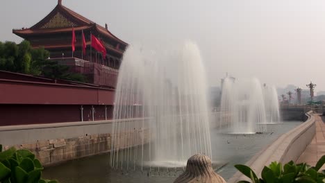 Fountain-in-front-of-Tiananmen-Gate-in-Beijing,-China