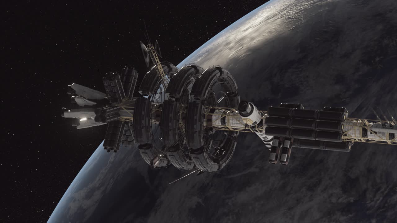 estación espacial en órbita alrededor de la tierra