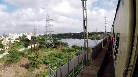 view of running train in chennai, india