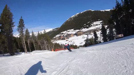 Skier-skates-on-ice-and-falls-at-a-station-in-Andorra