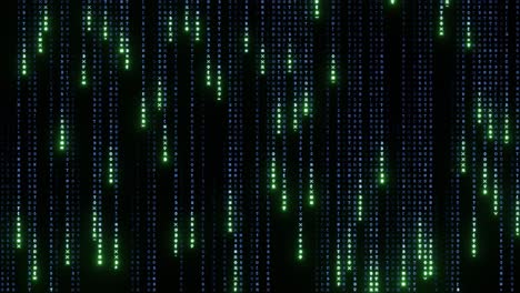 matrix inspired seamless animation video, crypto symbols, encrypted data running on a black background, concept of digital age