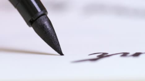 a close-up view of a black ink pen gracefully capturing the art of writing paper