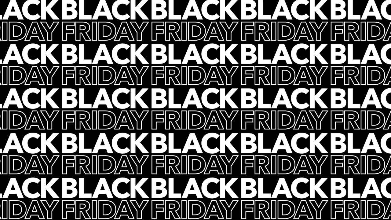 grafico di testo animato venerdì nero, schermo intero, 4k