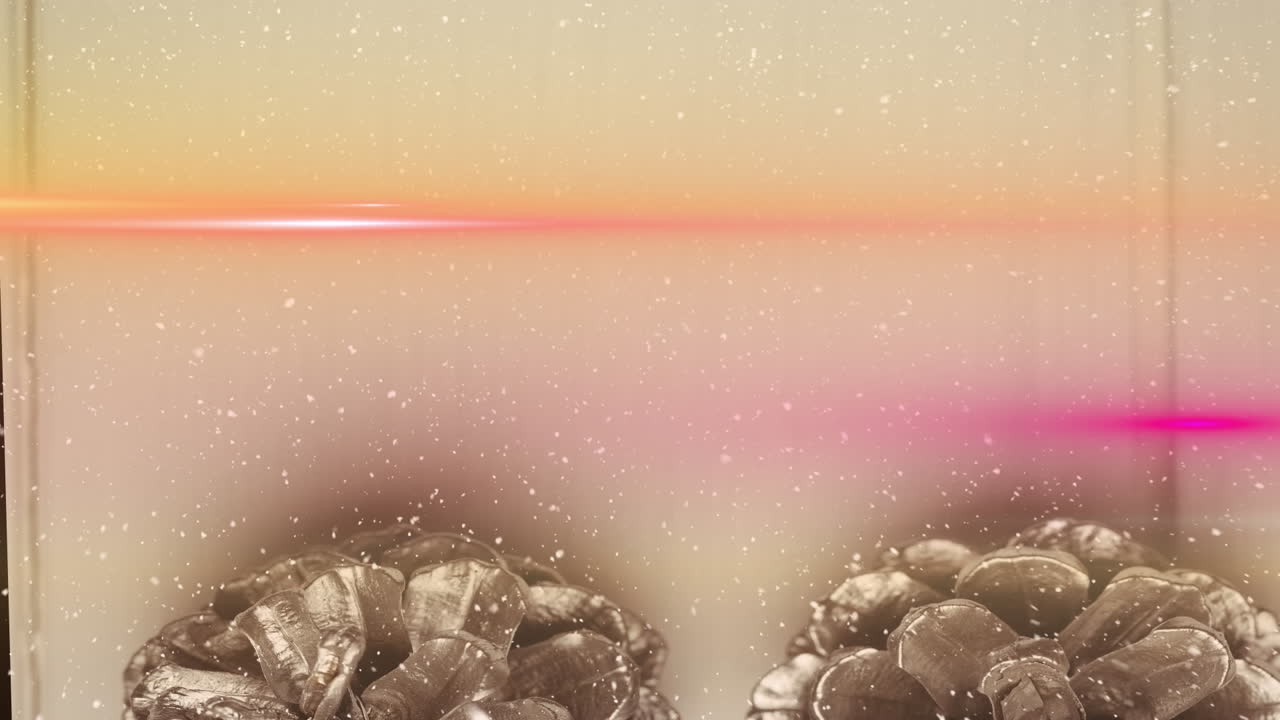 크리스마스에 코너 위에 떨어지는 빛의 트레일과 눈의 애니메이션