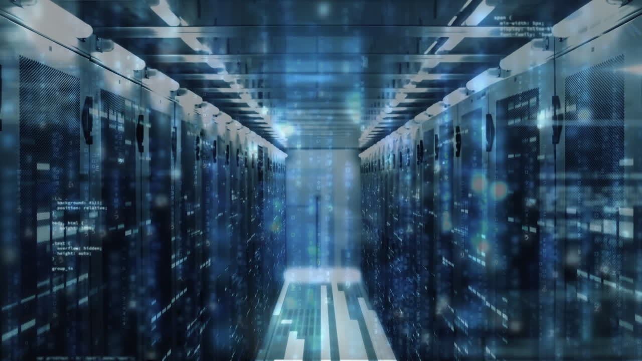 Animation of data processing and digital information flowing